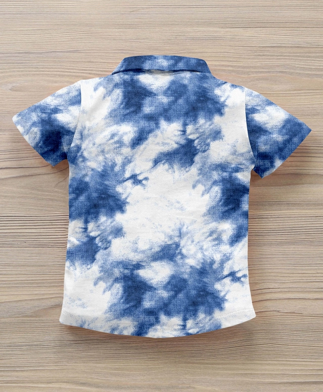 Half Sleeves Printed Shirt for Boys (Blue, 6-8  Years)