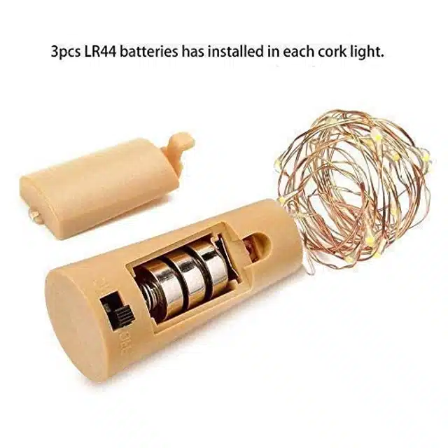 Plastic 20 LED Wine Bottle Cork String Lights (Yellow, 2 m)