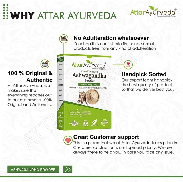 Attar Ayurveda Ashwagandha Powder 250gm (Sugar Free, Multi Vitamin) Pack of 1