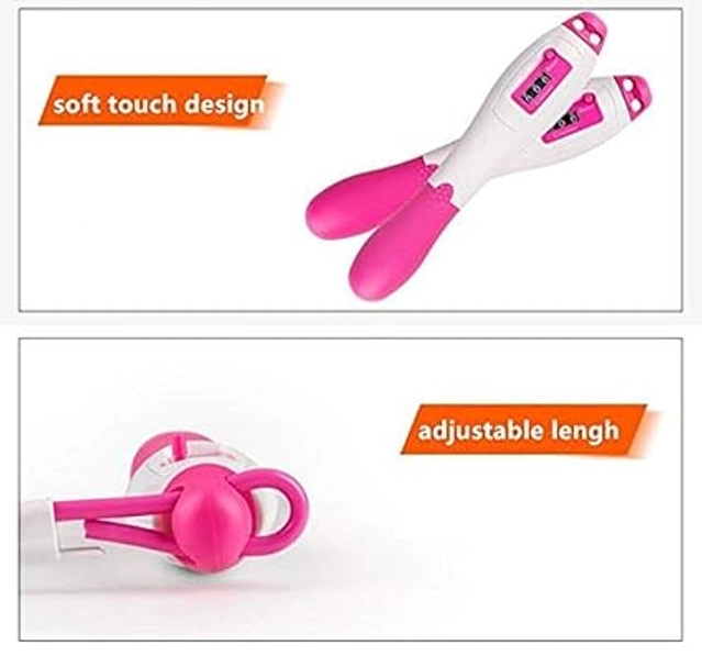 PVC Adjustable Skipping Rope for Men & Women (Pink & White)