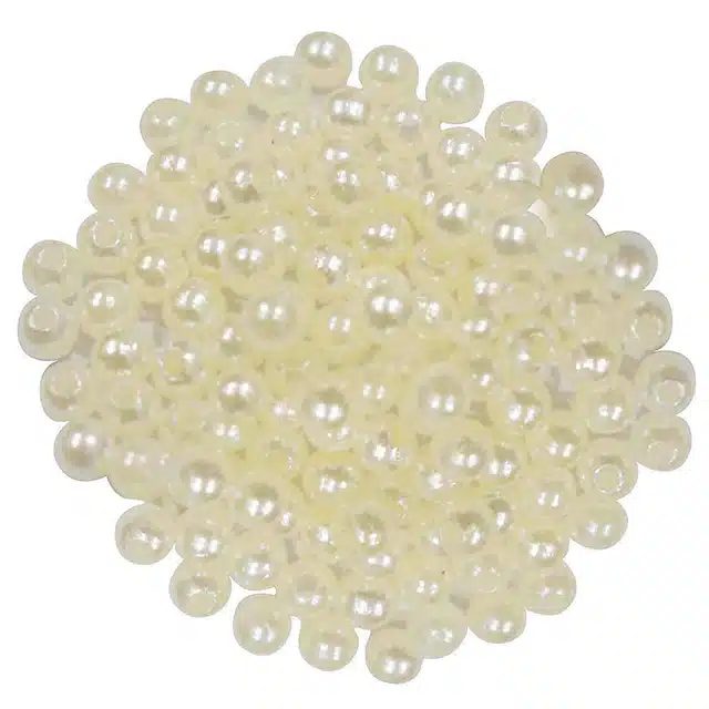Plastic Pearl Beads for Jewellery Making (White, 100 g)