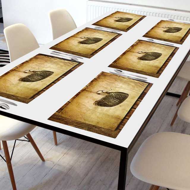 E-Retailer PVC Waterproof Multipurpose Table Mats Placemats For Dining Table (Duck Brown, 44X29 cm) (Pack Of 6) (ER_0100)