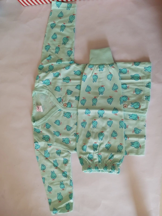 Cotton Blend Printed Clothing Set for Infants (Sea Green, 0-6 Months)