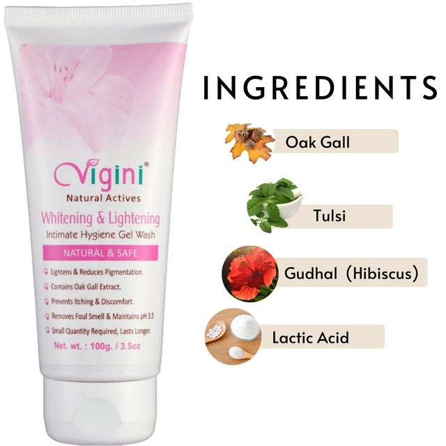 Vigini Whitening & Lightening Intimate Hygiene Gel Wash for Women (100 g)