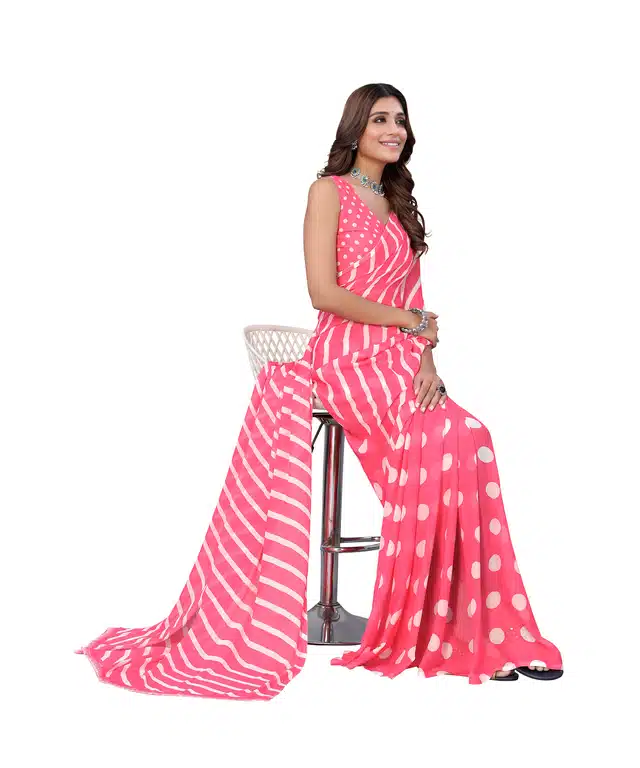 Women's Designer Saree With Blouse (Pink) (SD169)