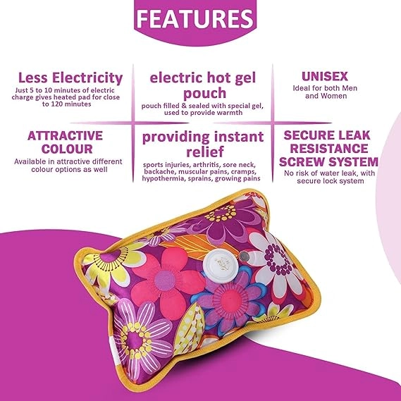 Electric Gel Heating Pad for Pain Relief (Multicolor, 1000 ml)