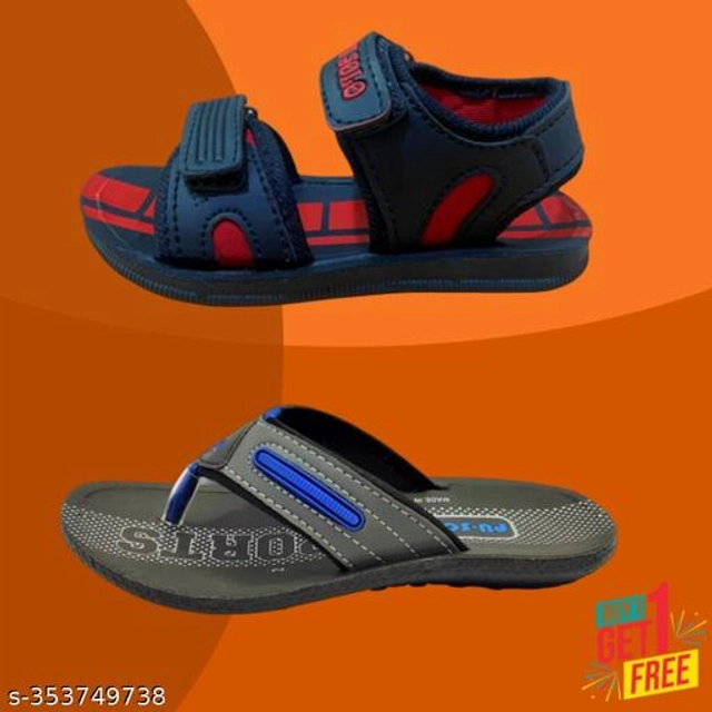 Sandal with Flipflop for Boys (Multicolor, 4-5 Years) (Pack of 2)