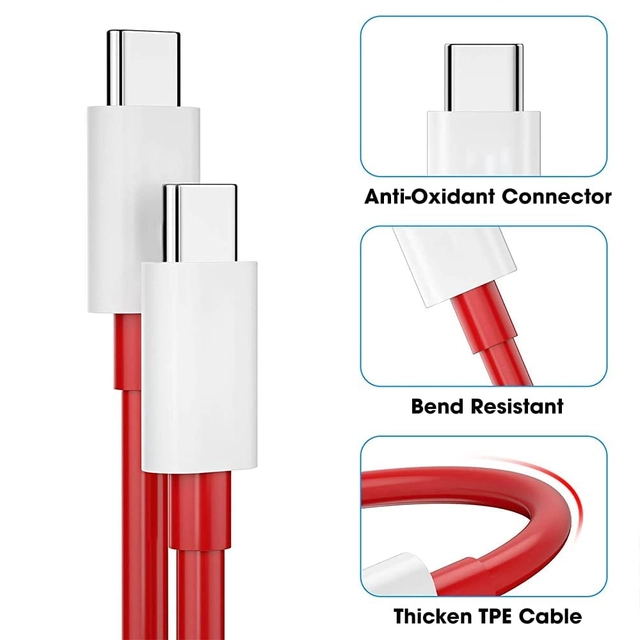 Type-C To USB C Charging Cable (Red & White)