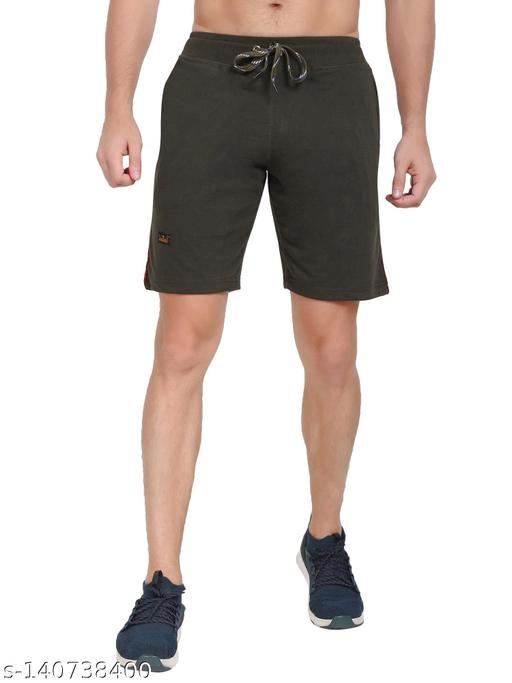 Cotton Blend Shorts for Men (Olive, 30)