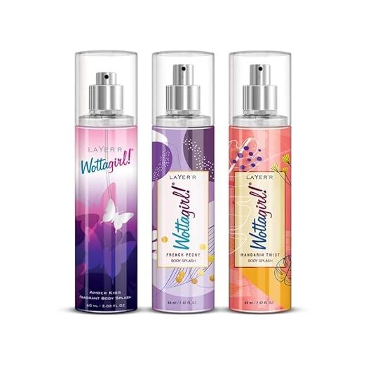 Combo of Layer'r Wottagirl Amber Kiss with French Peony & Mandarin Twist Body Splash Perfume for Women (60 ml, Set of 3)