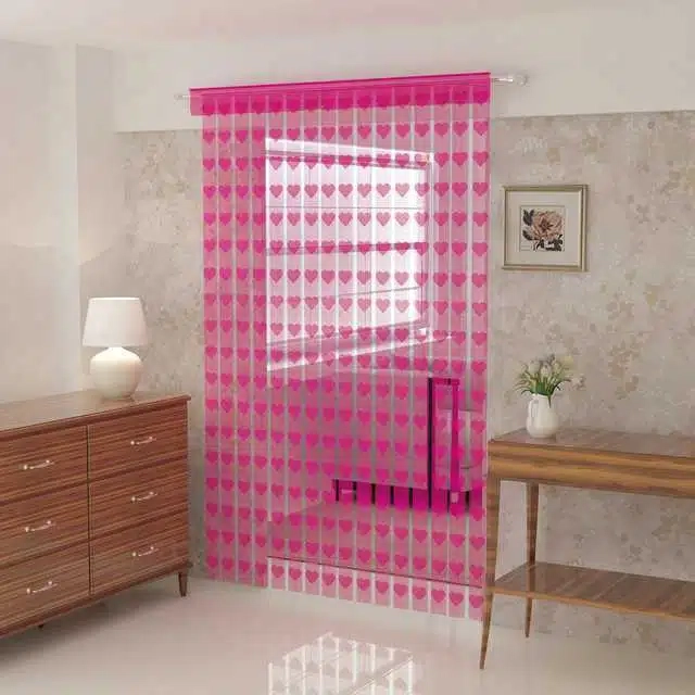 Door Curtain (Heart String Pink Curtain , 4x7 Feet)