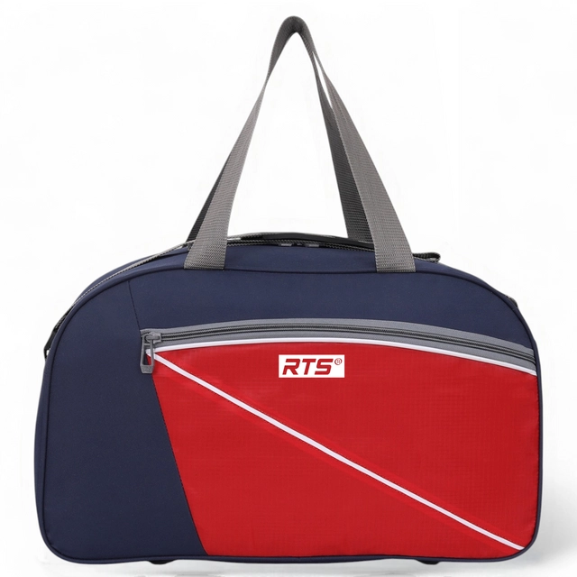 Polyester Durable Adjustable Strap Travel Duffel Bag (Navy Blue & Red, 20x12x9.5 inches) (40 L)