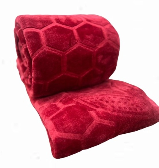 Home Sizzler Maroon Geometric Double Mink Blanket (Pack Of 1)