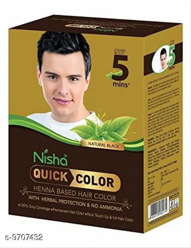 Nisha 5 Min Quick Henna Powder Hair Color (Natural Black, 60 g) (Pack of 3)