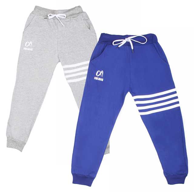 Casual Trackpant for Boys (Pack Of 2) (Grey & Royal Blue, 7-8 Years) (A-5)