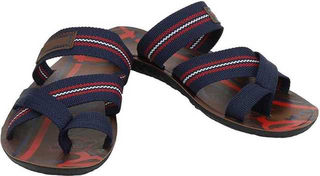 Ligera Men's Stylish Synthetic Leather Casual Slippers (Blue, 10) (L-35)