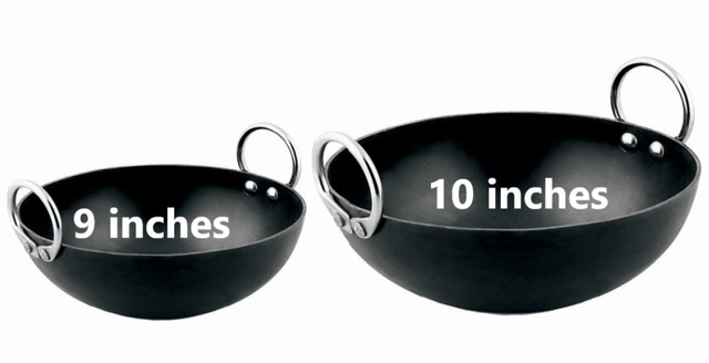 Iron Non Coated Kadhai (Black, 1.5 L & 2 L) (Set of 2)