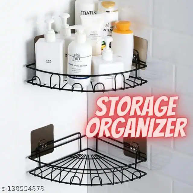 Stainless Steel Bathroom Shelves (Black)