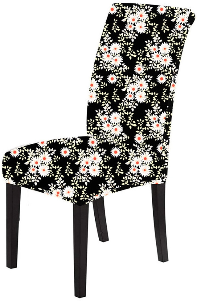 Polycotton Printed Chair Cover (Brown & White, 45x50 inches)