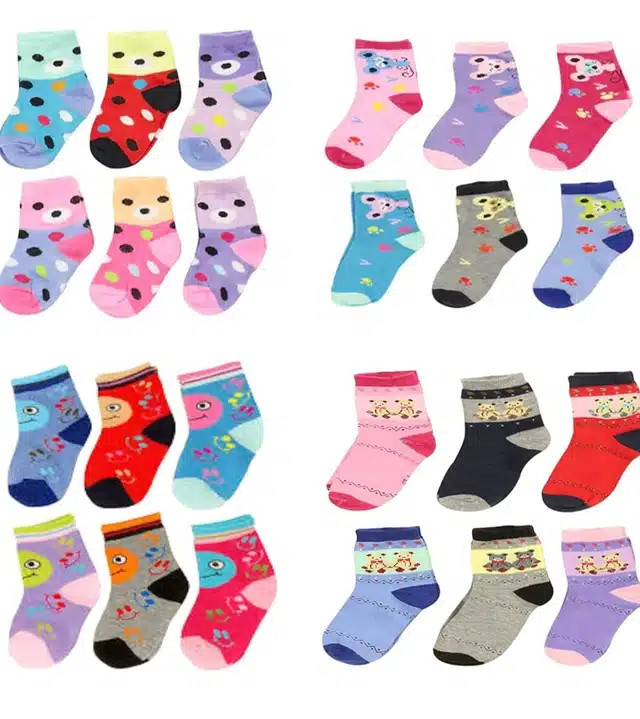 Woollen Blend Socks for Kids (Pack of 12) (Multicolor, 12-18 Months)