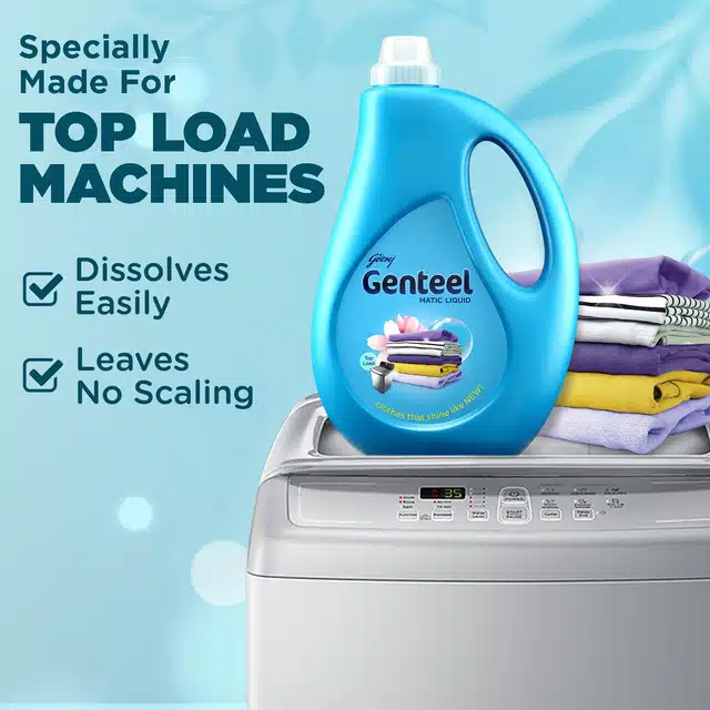 Godrej Genteel Matic Liquid Detergent For Top Load - 1 Kg (Bottle)+1 Kg (Refill)