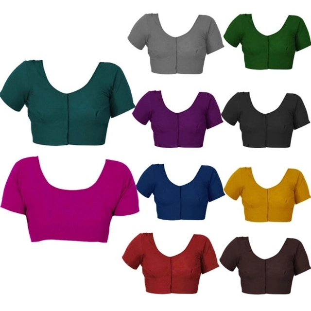 Cotton Solid Stitched Blouse for Women (Assorted, 32) (Pack of 6)