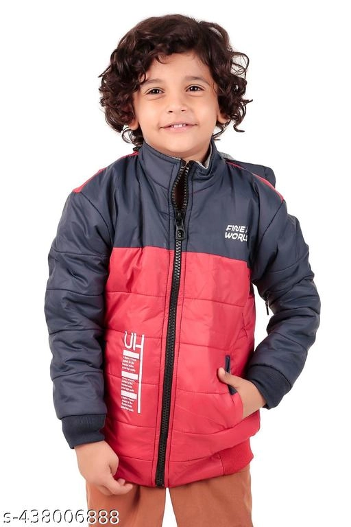 Nylon Jacket for Boys (Navy Blue & Red, 1-2 Years)