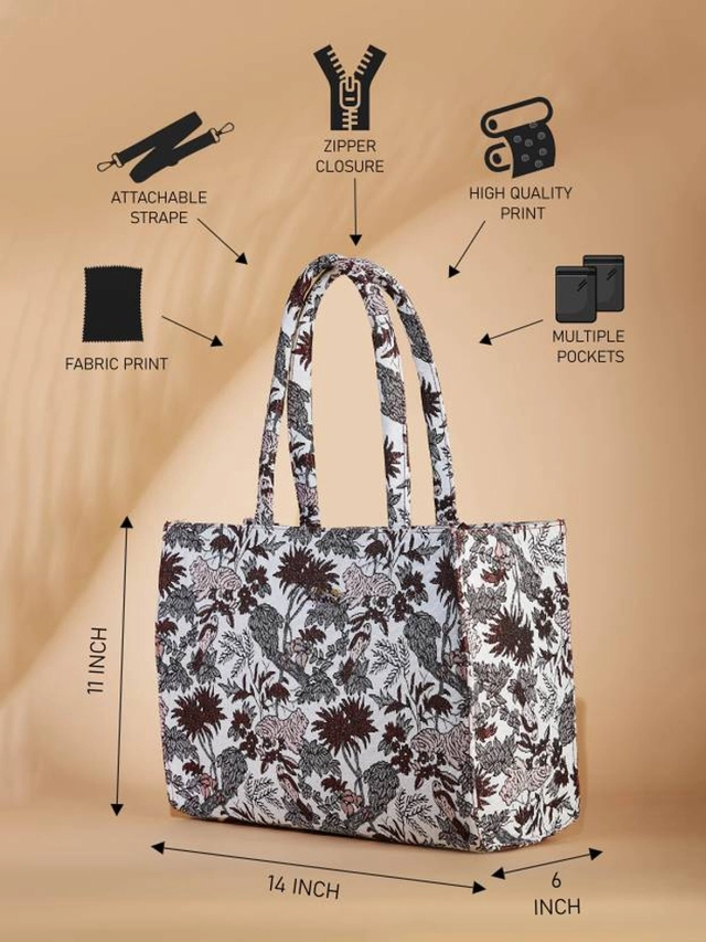 Jute Printed Handbag for Women (Multicolor)