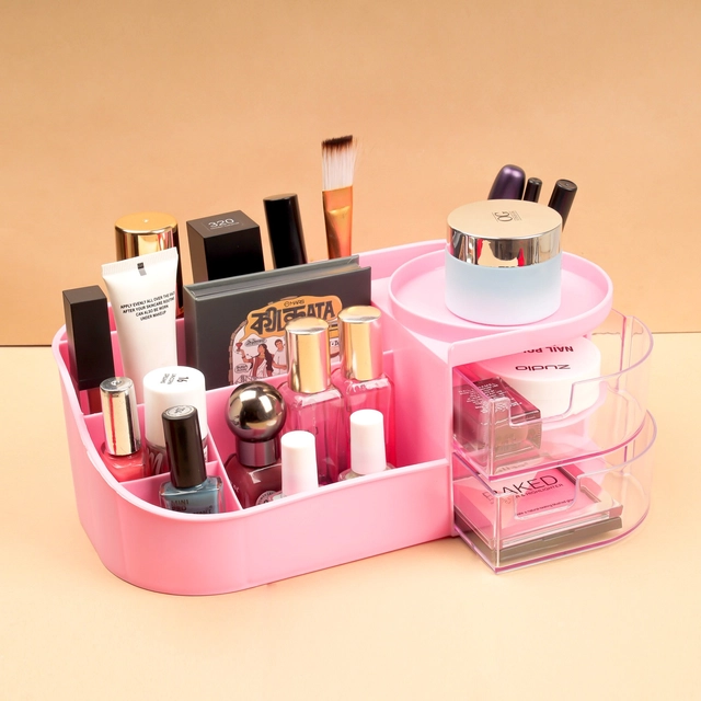 Plastic Cosmetic Organizer Box (Multicolor)