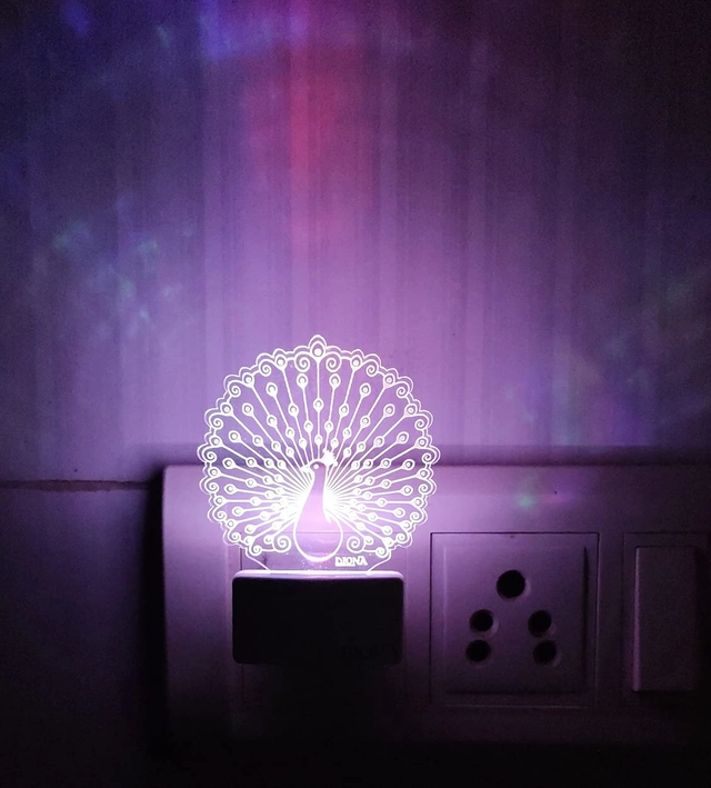 Afast Night Lamp Peacock 3d Led Multi Color Changing Led Light Acrylic Night Lamp Corporate / Birthday Gif (Pack of 1)