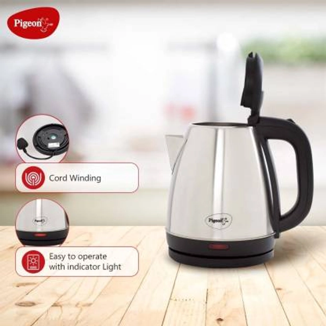 PIGEON Electric Kettle (1.5 ltr, Silver & Black , Pack of 1)