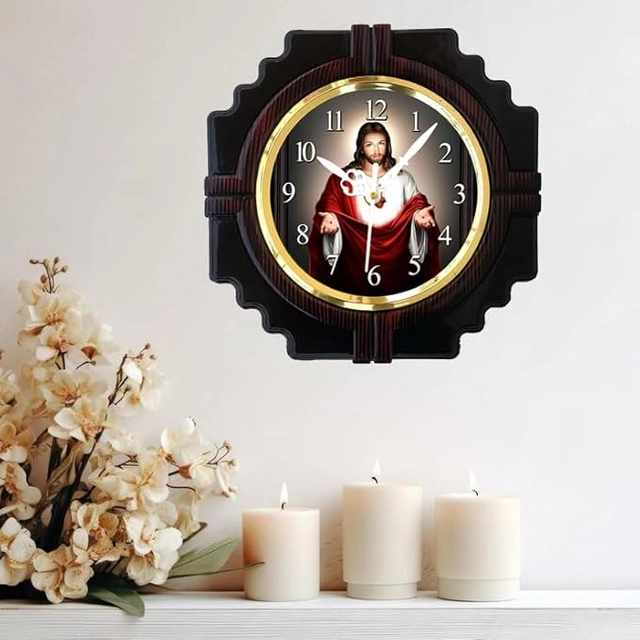 Plastic Jesus Wall Clock (Multicolor, 25 cm)