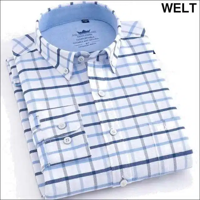 Full Sleeves Checkered Shirt for Men (White, M)