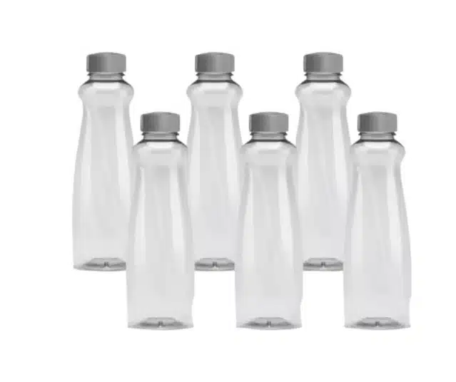 TUFFPET Plastic Water Bottles (Grey, 1000 ml) (Pack of 6)