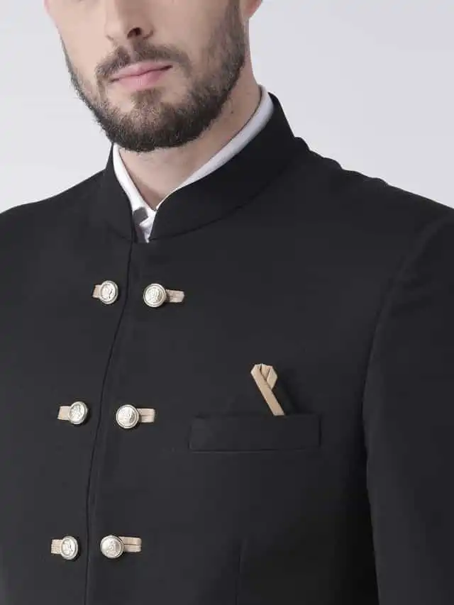 हैंगअप मेंस रेगुलर फिट सॉलिड पॉलिएस्टर विस्कोस फॉर्मल ब्लेजर , Black, Size- 36 