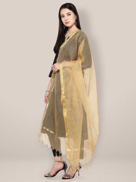 Efashionclub Cotton Silk Self Checkered Dupatta (Beige) (E-33)