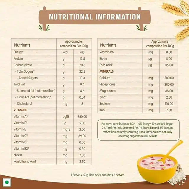 नेस्ले सेरेग्रो मल्टीग्रेन सीरियल विद मिल्क एंड फ्रूट्स - 300 g