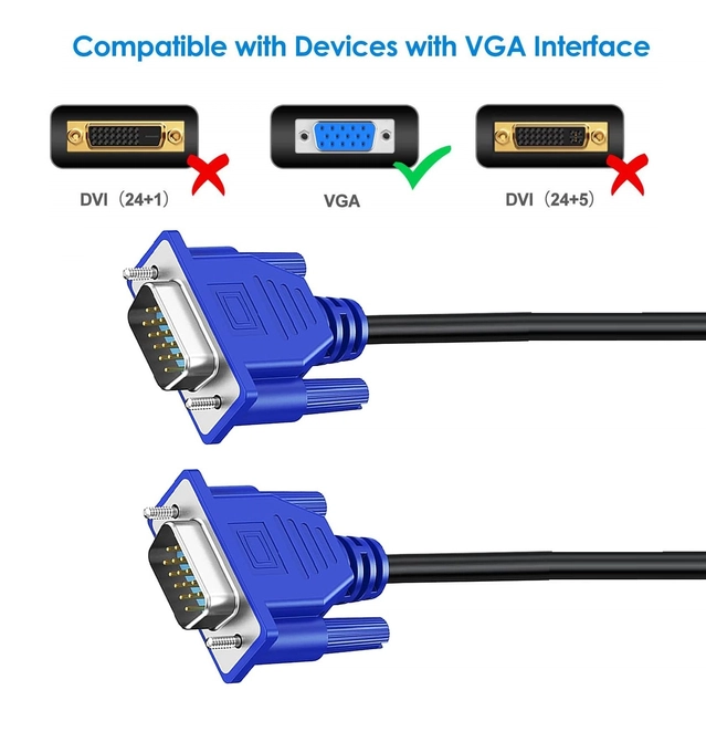 Male to Male VGA Cable (Multicolor, 1 m)