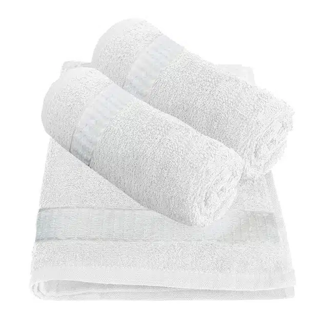 Cotton High Absorbent Antibacterial Hand Towels (Pack of 3) (White, 14x21 inches)