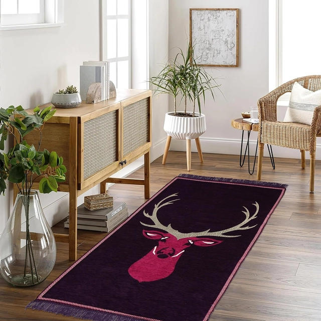 Cotton Printed Welcome Christmas Theme Mat (Purple)