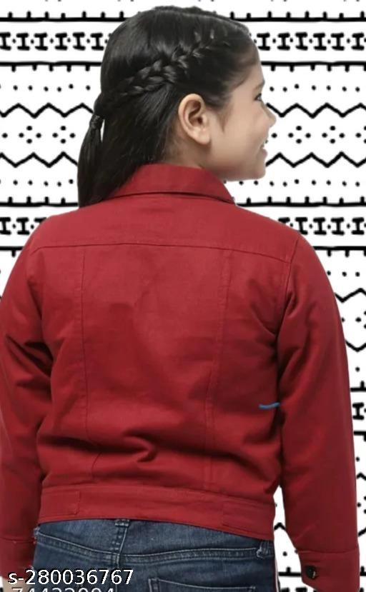 Denim Jacket for Girls (Maroon, 7-8 Years)