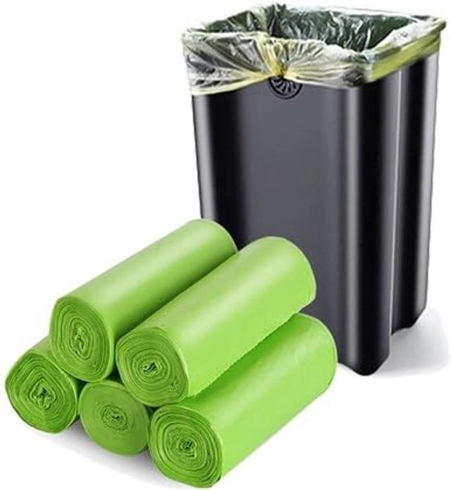 Biodegradable Green Garbage Bags for Dustbin -(Pack of 4,Green) Medium 19 x 21 Inches | 30 piece per Roll