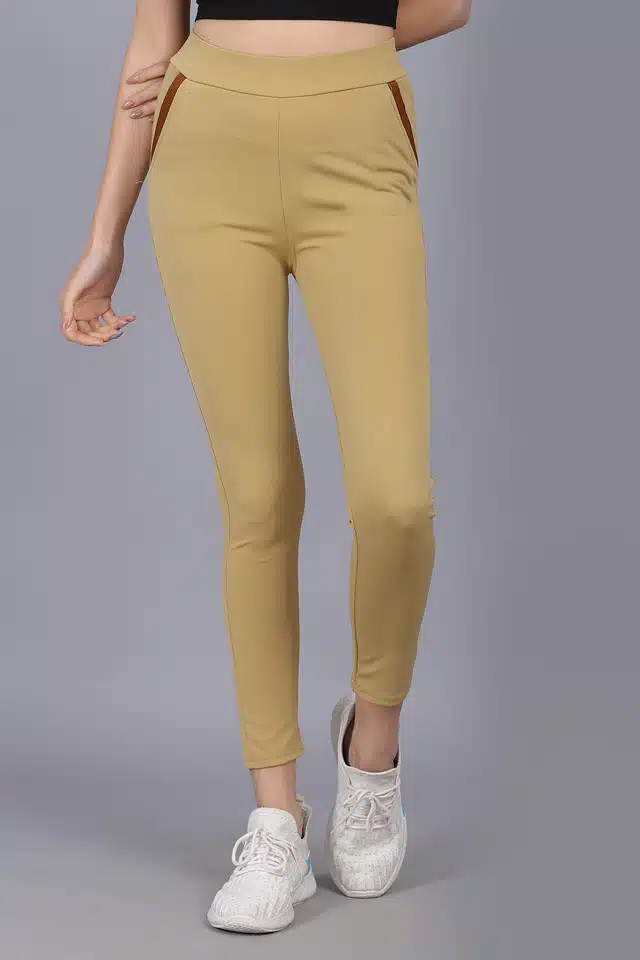 Polyester Solid Tights for Women (Beige, 28)