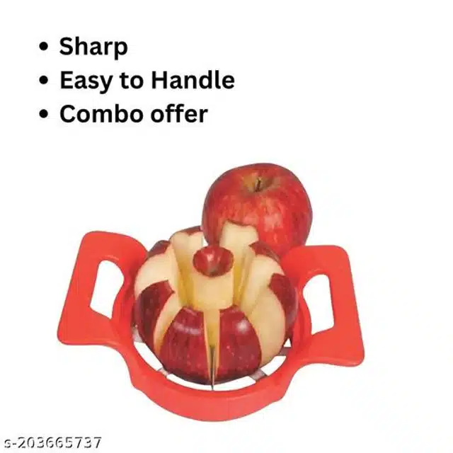 Stainless Steel Fruit Slicer (Red & Silver, Pack of 2)