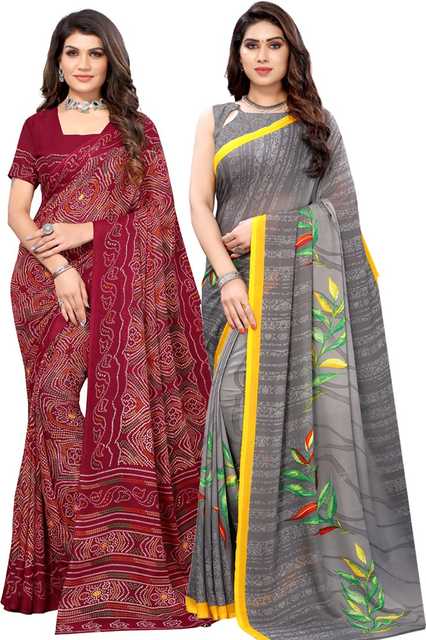 Yashika Georgette Saree (Multicolor, Pack of 2) (S240)