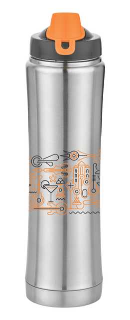 Basik Elllis 750 Stainless Steel Inner Insulated Water Bottle (Orange) (BI-42)