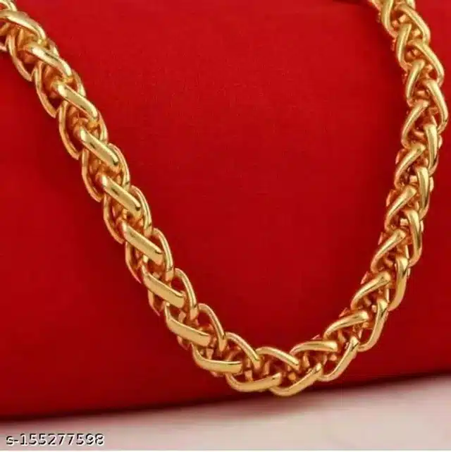 Designer Chain with Bracelet for Men & Boys (Gold, Set of 2)