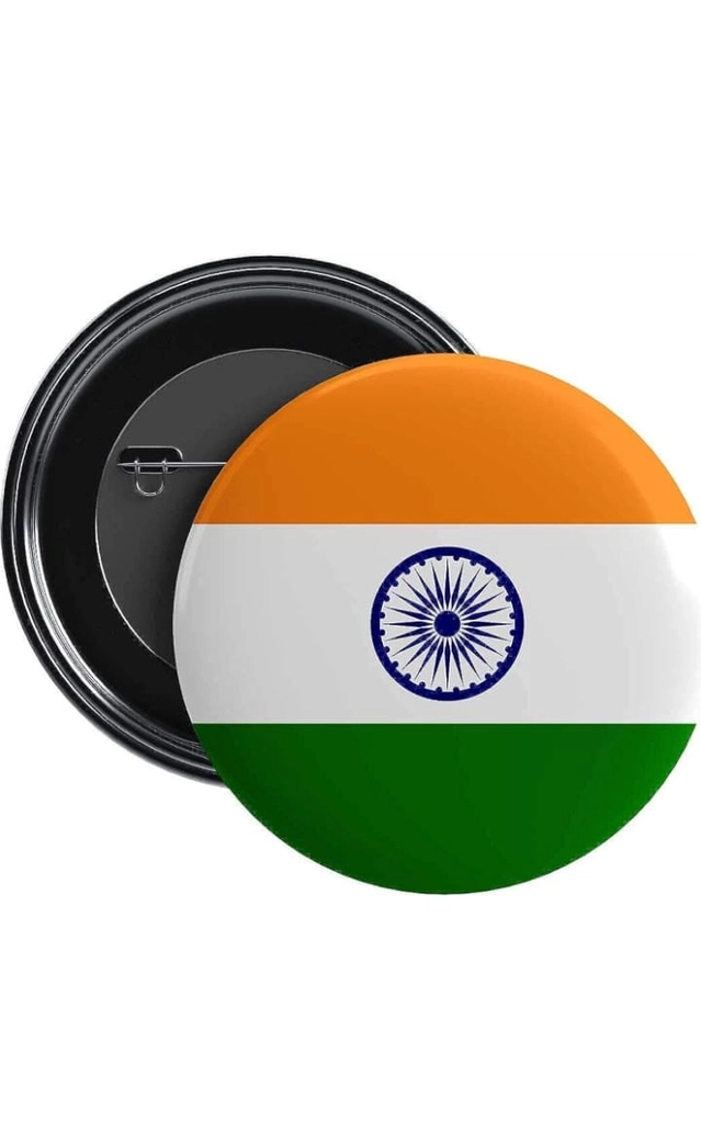 Indian National Flag Printed Badge (Multicolor, Pack of 2)