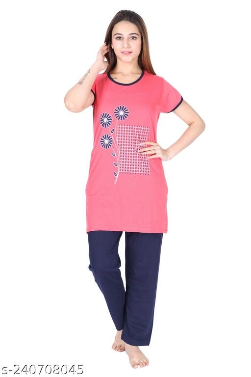 Woolen Nightsuit for Women (Pink, M)