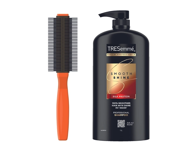 Plastic Hair Roller Comb with Tresemme Smooth Shine Shampoo (1000 ml) (Set of 2)